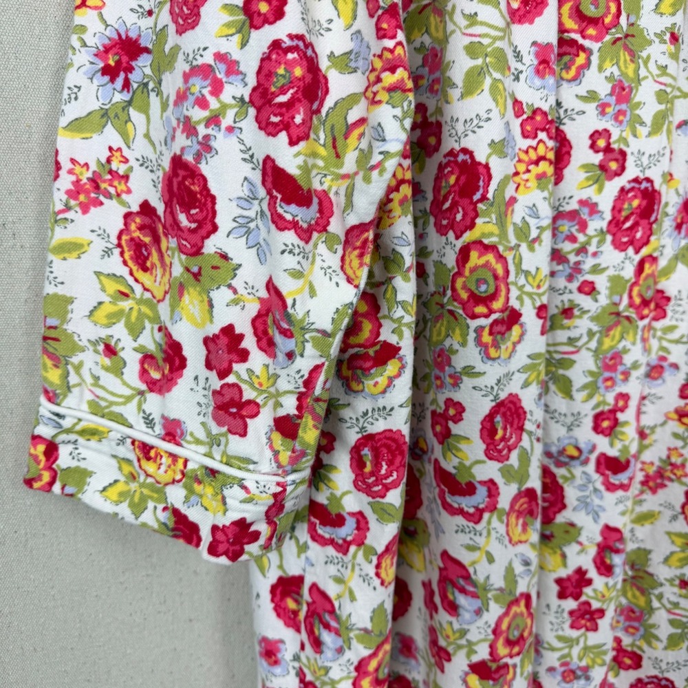 Lands End Floral Flannel Nightgown XL 18-20 Cotton Long Sleeve Cottagecore - Picture 12 of 14